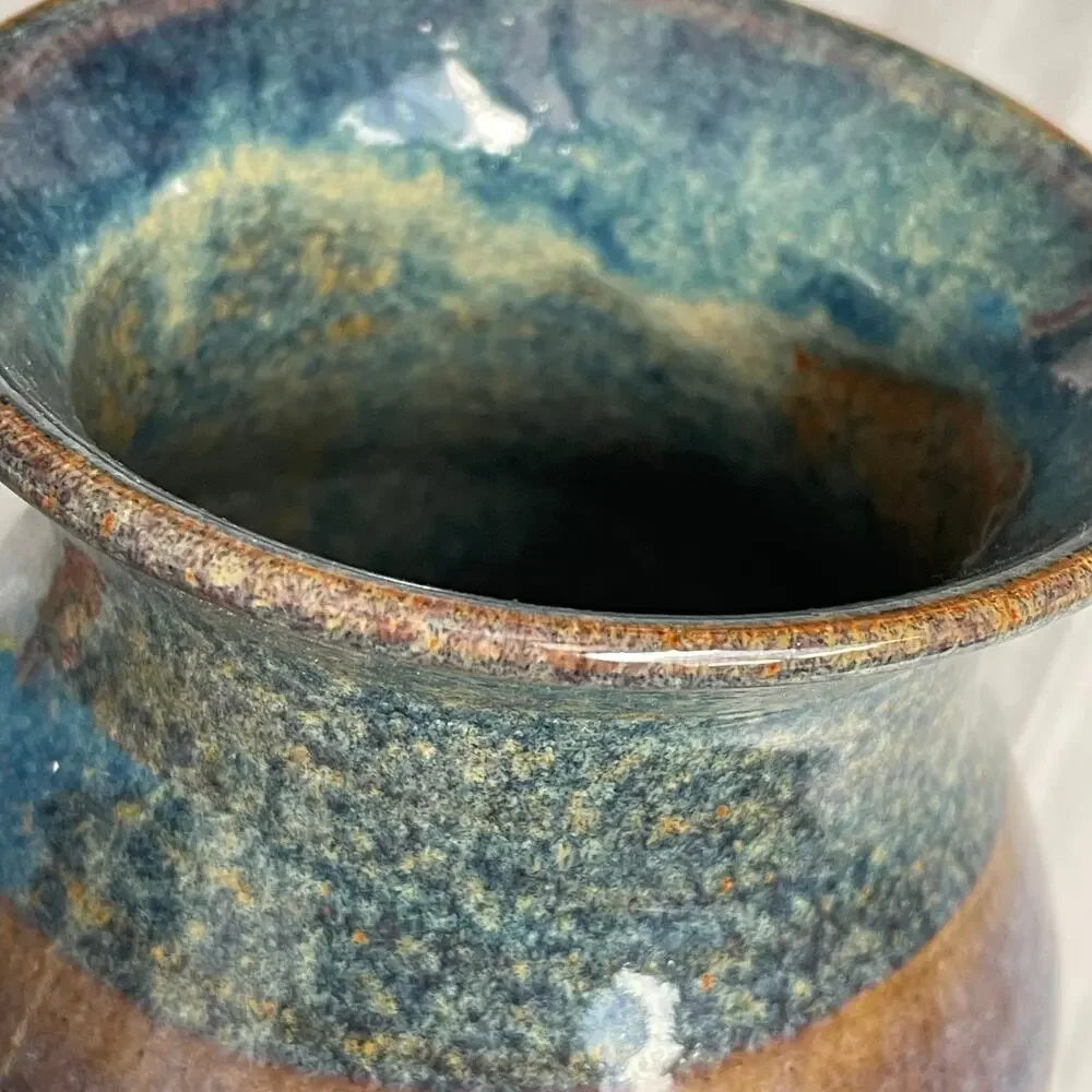 Mack Chrisco Pottery Vase Artisan Vintage 1980s Signed Earthenware Art
